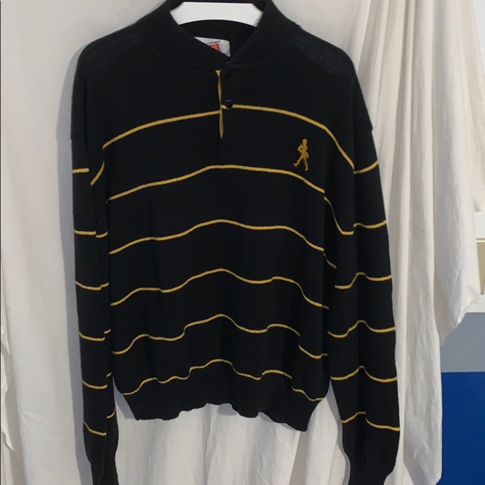 3 Strikes Black and Yellow 2 button Sweater SZ XL